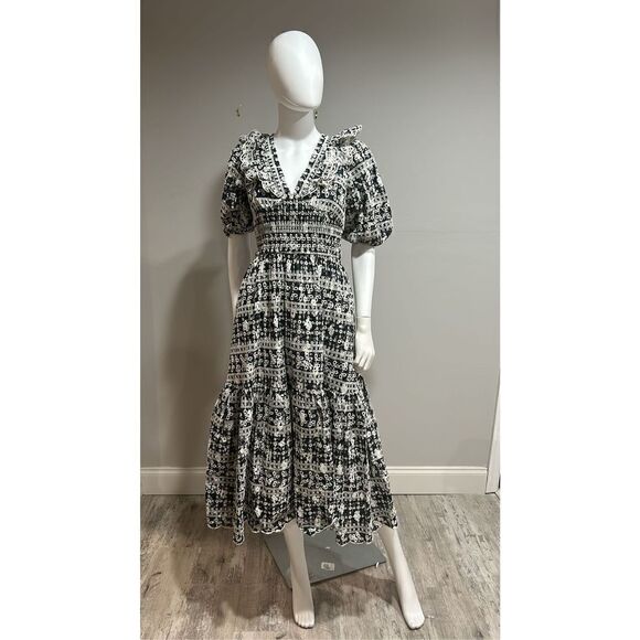 En Saison Alessandra Cotton Eyelet Midi Dress Size Small - Picture 7 of 16